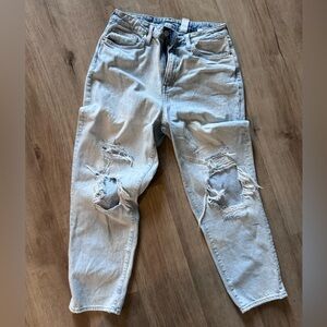 H&M Light Blue Distressed High-Waist Jeans